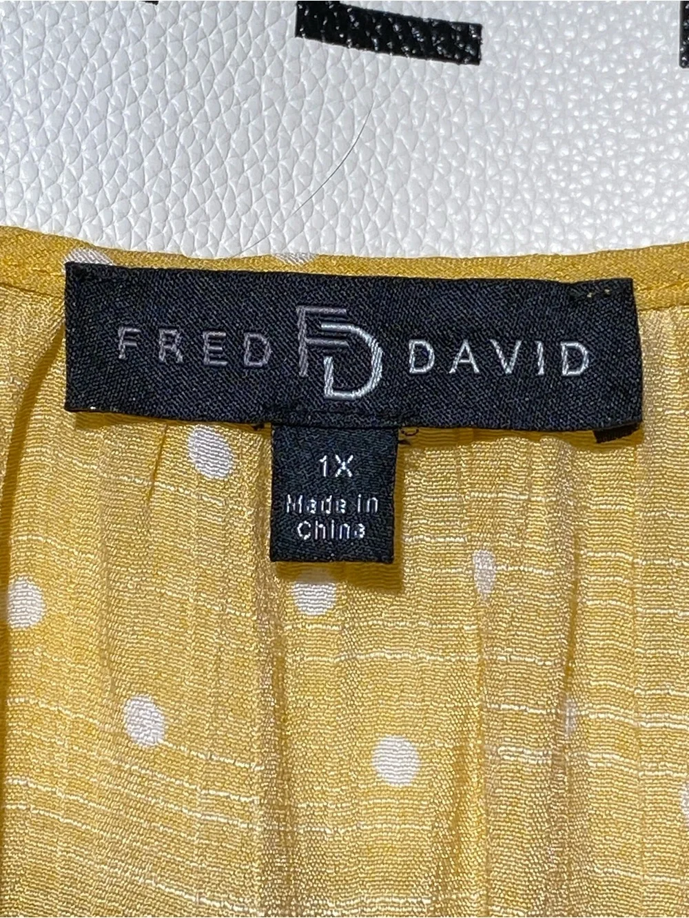 Fred David Yellow Polka Dot Peasant Top